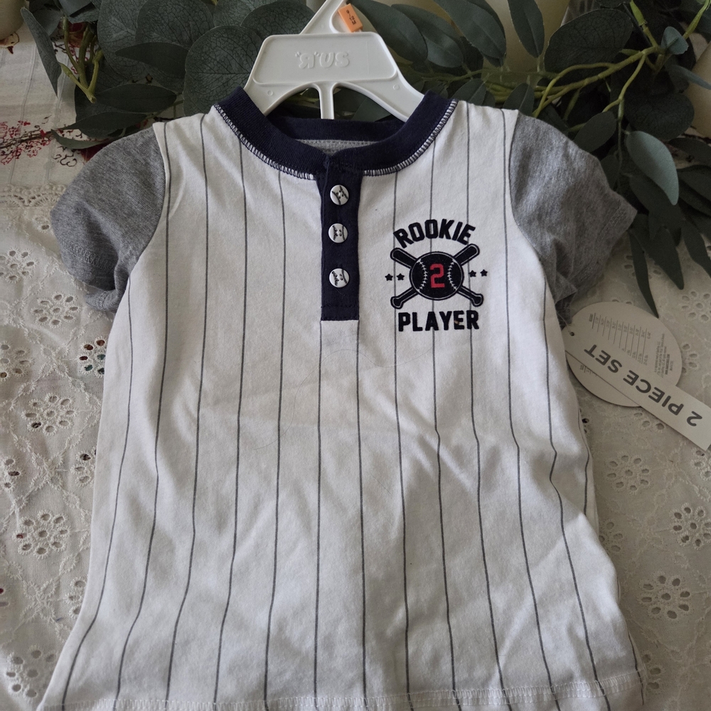 Koala Kids White and Gray Striped Outfit